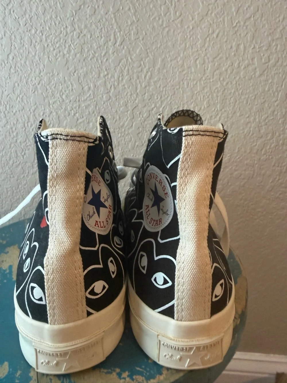 New Converse PLAY COMME des GARCONS high top Chucks.  Rare heart pattern. - Picture 6 of 9